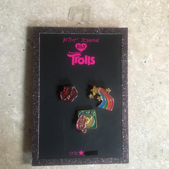 Betsey Johnson XoX Trolls 3 Pc. Decorative Pins - Picture 5 of 6